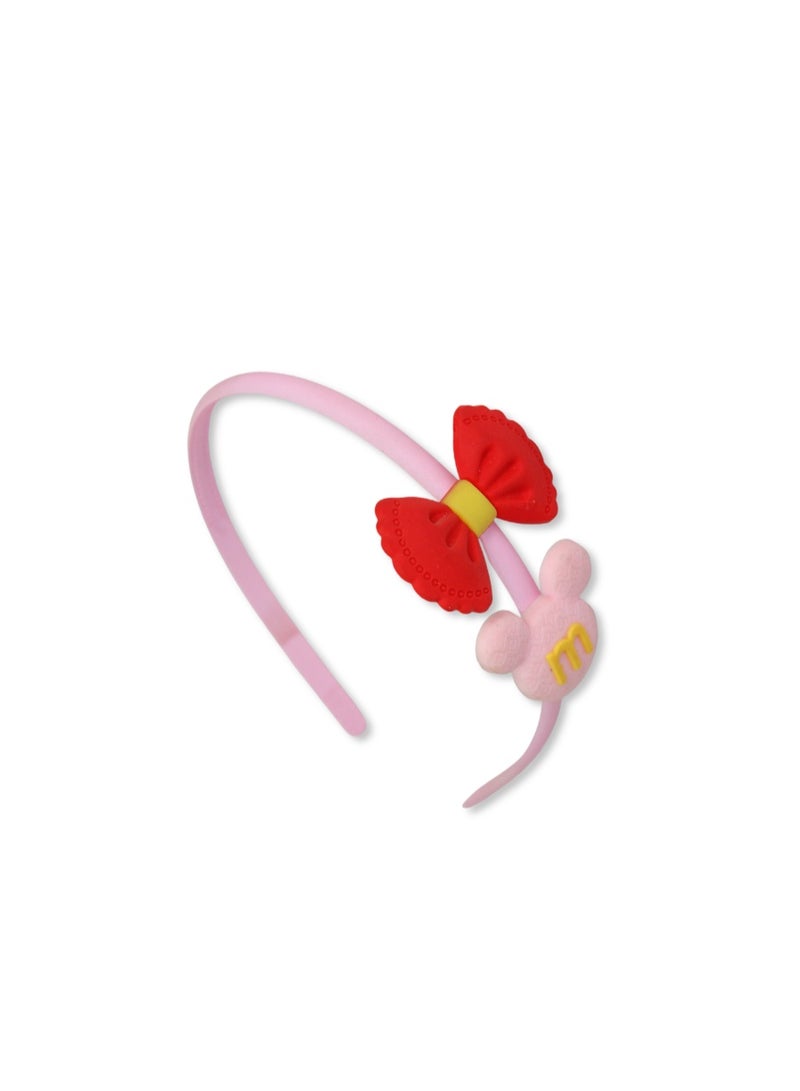Acrylic Headband – Pink with Red Bow - Image 1